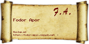 Fodor Apor névjegykártya